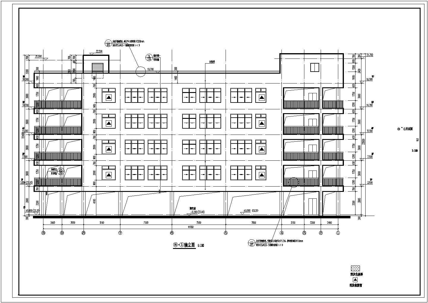 郑州某实验中学1750平米5层框架结构宿舍楼全套建筑CAD设计图纸