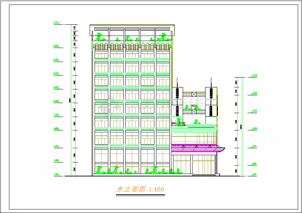 某地风云大酒店建筑施工图CAD图纸-图二