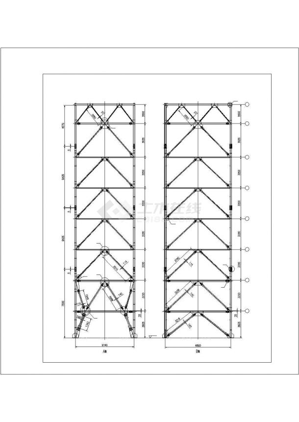 杭州某立体车库钢结构外框架及节点构造详图-图二
