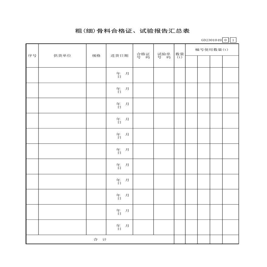 某粗(细)骨料合格证与试验报告汇总表-图一