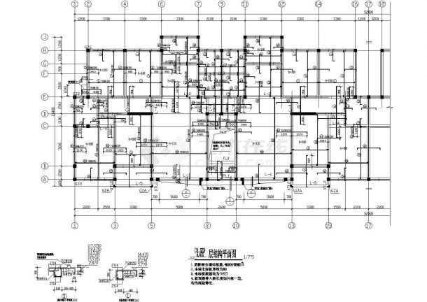 长26.4米 宽12.8米 6层砖混住宅楼结构施工图-图二