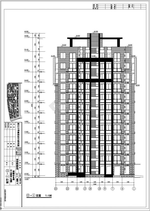 某小区1.1万平米12层框混结构住宅楼平立剖面设计CAD图纸-图二
