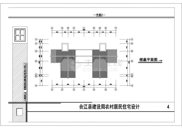 成都市鑫川花苑小区3层框架结构双拼式单体别墅建筑设计CAD图纸-图一