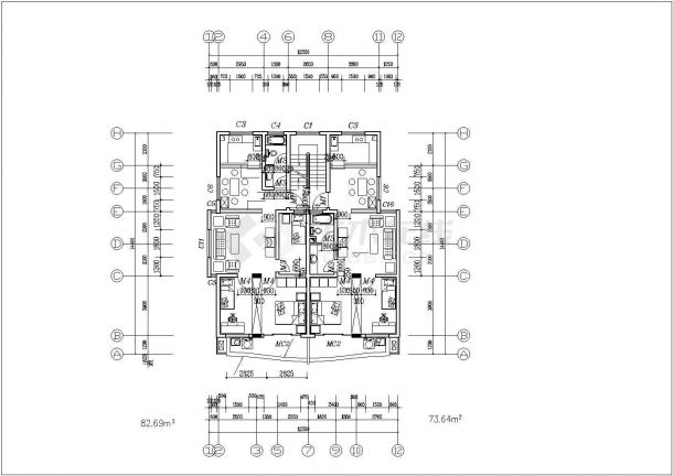 沧州某小区80-130平米热门户型设计CAD图纸（共21张）-图二