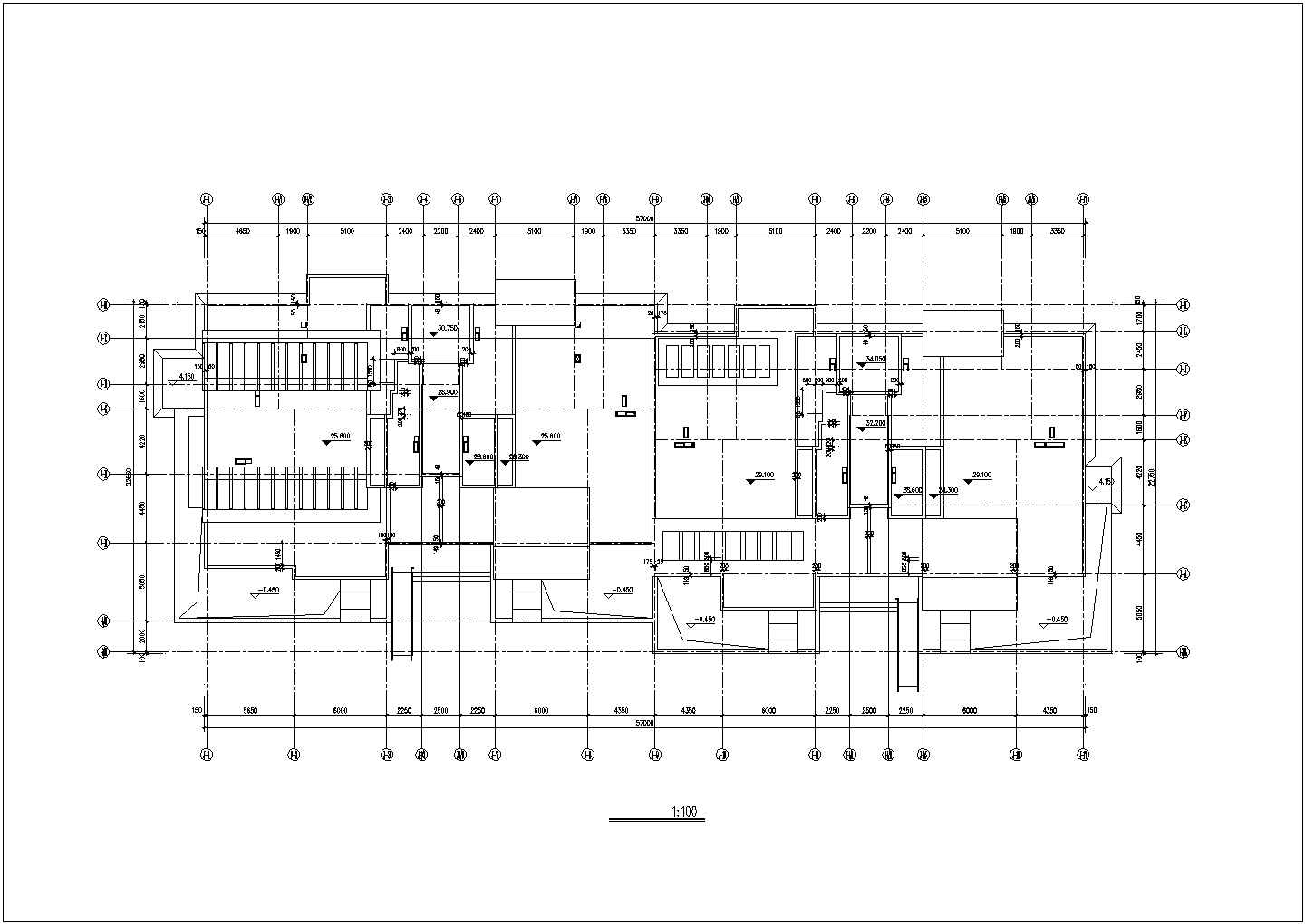 南京某社区8+1层框混结构住宅楼建筑设计CAD图纸（含机房层）