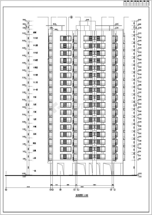 1.4万平米18层框架结构住宅楼平立剖面设计CAD图纸（含架空层）-图一