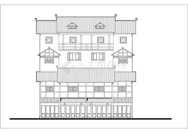 950平米4+1层框混结构双拼别墅平立剖面设计CAD图纸（含总平面图）-图二
