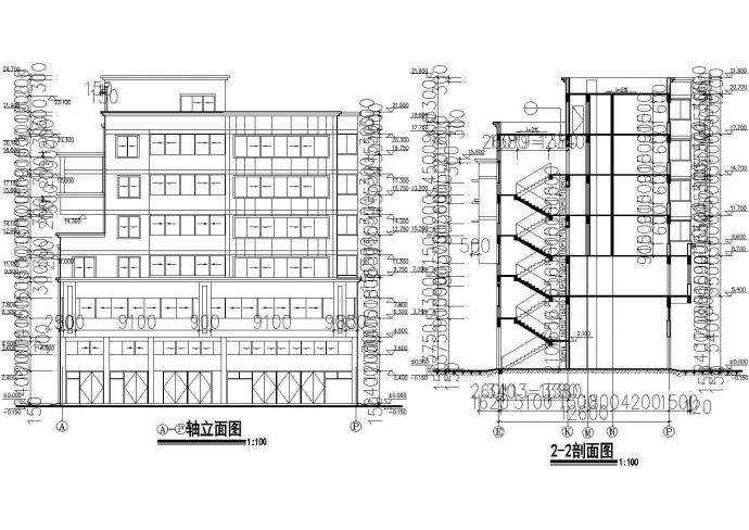 4800平米左右6层框混结构商住楼建筑设计CAD图纸（1-2层商用）_图1