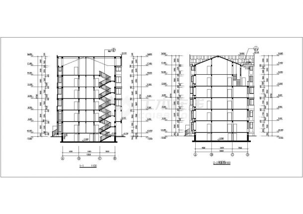 廊坊市橙光花园小区2900平米6层砖混结构住宅楼平立剖面设计CAD图纸-图一