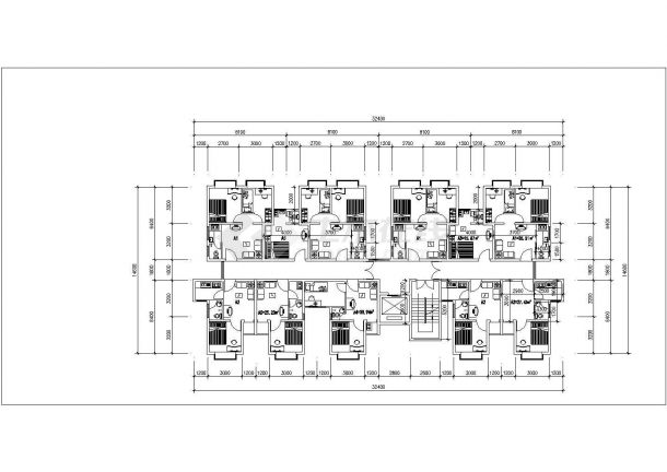 安康市某新建小区住宅楼400平米左右标准层平面设计CAD图纸（5张）-图一