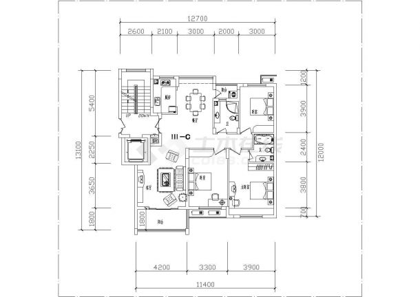 福州市某现代化小区75-140平米热门户型设计CAD图纸（共16张）-图一