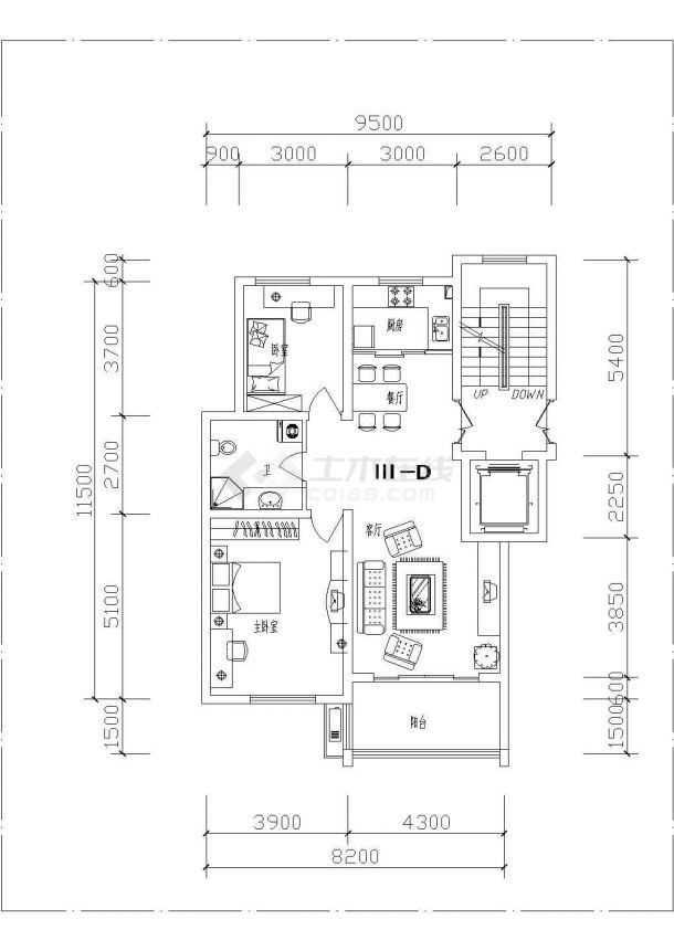 福州市某现代化小区75-140平米热门户型设计CAD图纸（共16张）-图二