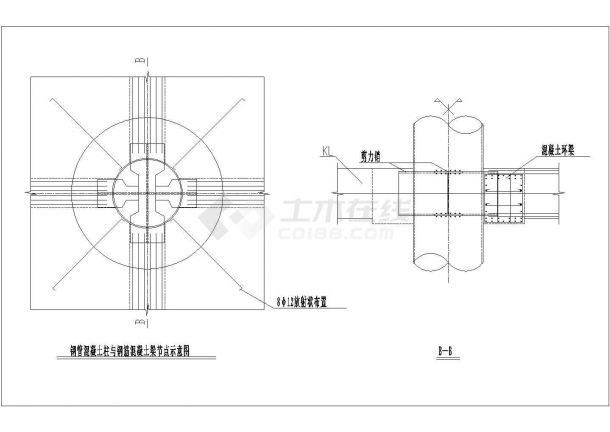 典型建设工程钢管混凝土柱大样及连接节点cad详图-图一