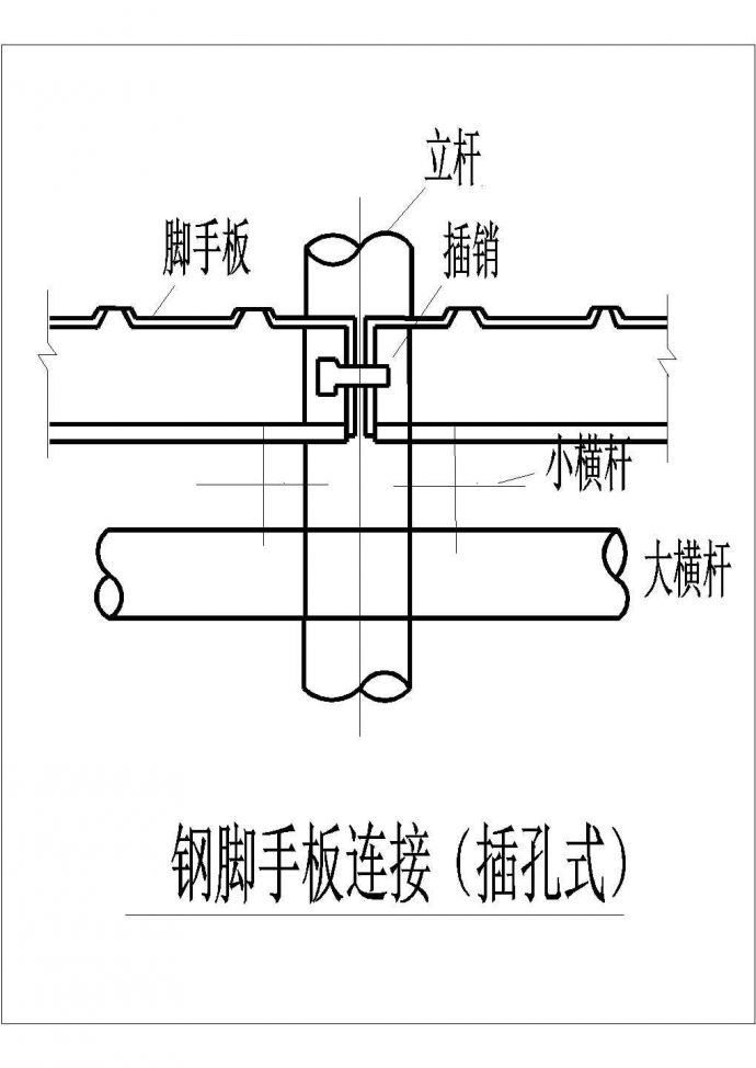 典型钢脚手板连接（U形卡式、插孔式、钩挂式）设计cad大样图_图1