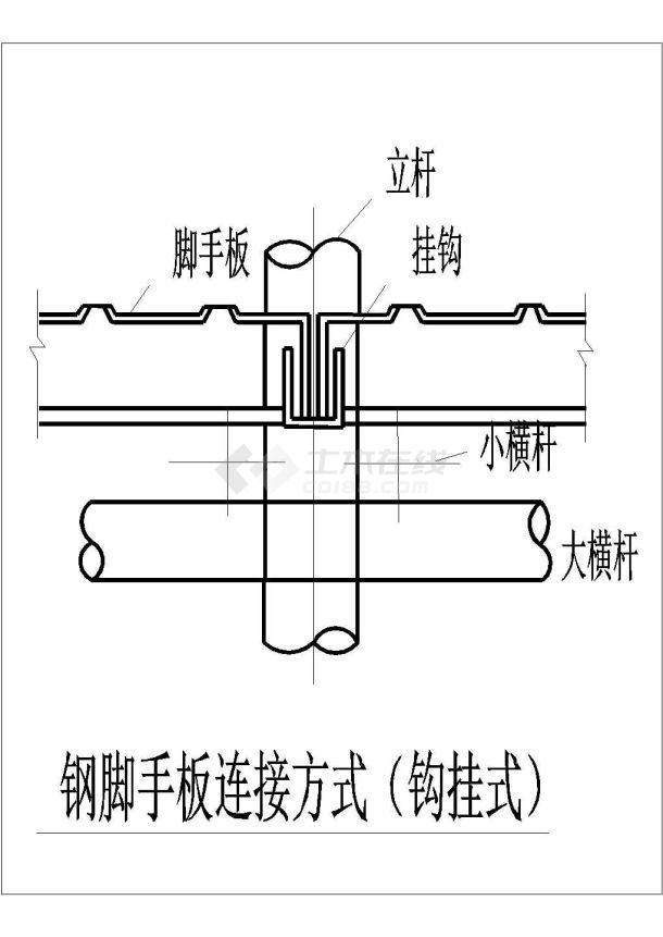 典型钢脚手板连接（U形卡式、插孔式、钩挂式）设计cad大样图-图二