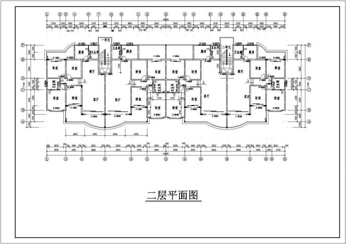 1900平米4+1层混合结构住宅楼平面设计CAD图纸（1层4户）_图1