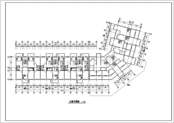 天津维璟花园小区6层砖混结构L型住宅楼平立面设计CAD图纸（含跃层）-图二