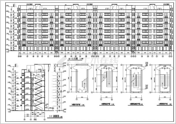 徐州市某小区5100平米6+1层框混结构住宅楼全套建筑设计CAD图纸-图二