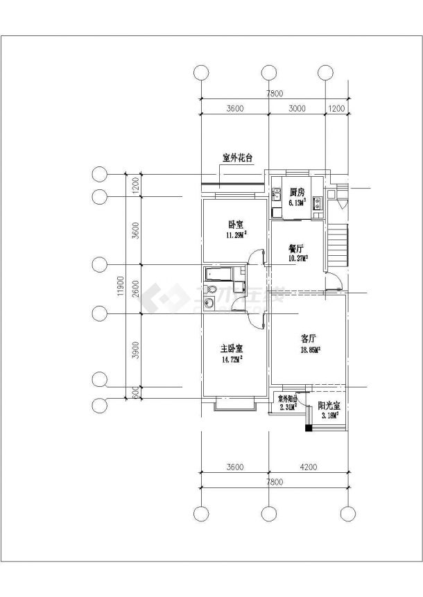 某新建小区74-144平米左右的热门户型设计CAD图纸（共16张）-图二