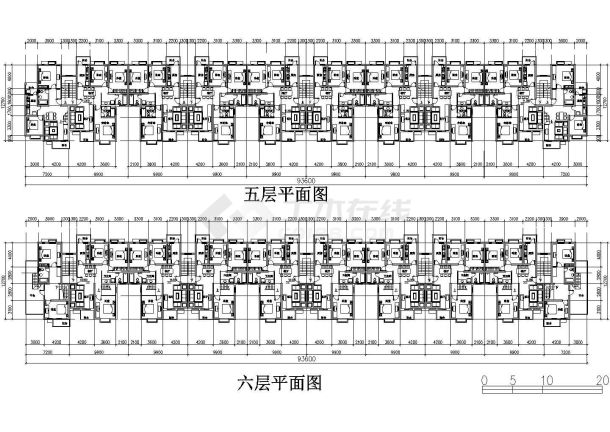 某小区8100平米7层框混结构住宅楼平立剖面设计CAD图纸（1层10户）-图二