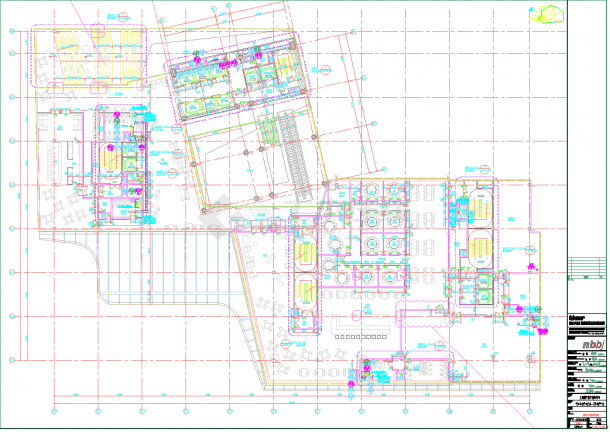 上海30层甲级办公楼酒店给排水电施工图-酒店一层给排水平面图CAD图纸-图二