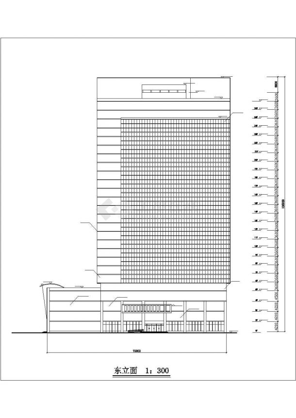 某商业街4万平米26层框架结构商住楼全套建筑设计CAD图纸（1-5层商用）-图二