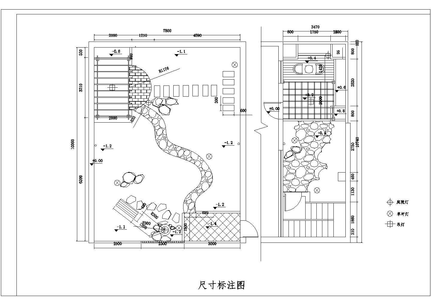 江苏省无锡市花园风格庭院景观绿化施工设计CAD图
