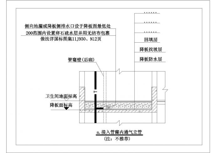 降板沉箱式同层排水卫生间二次排水做法_图1