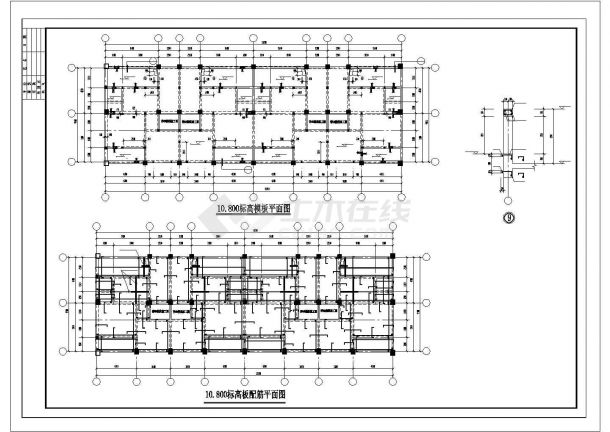 长62.7米 宽9.9米 5层砖混住宅楼结构施工图-图一