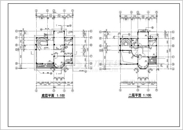 广州市某别墅区320平米左右3层框架结构单体别墅全套建筑设计CAD图纸-图二