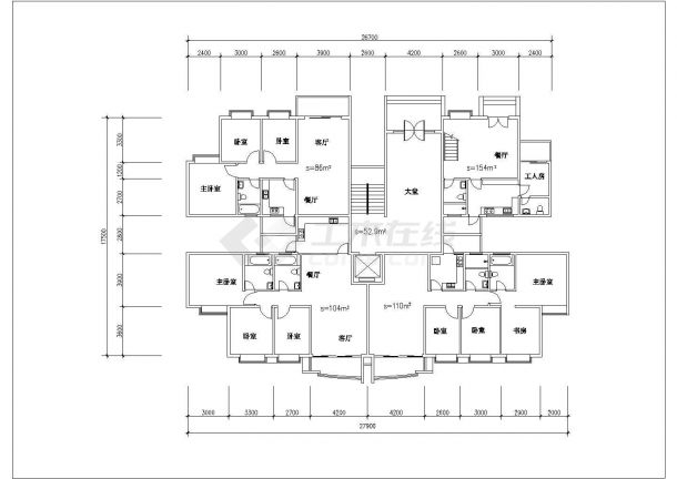 60-140平米经典热门的二三房平面户型设计CAD图纸（共40张）-图一