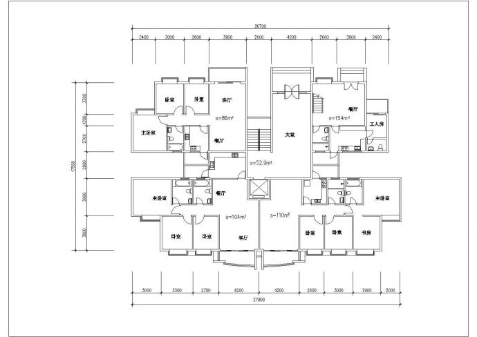 60-140平米经典热门的二三房平面户型设计CAD图纸（共40张）_图1