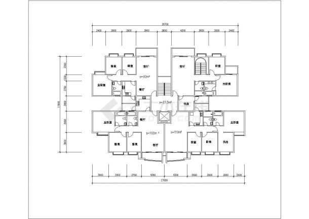 60-140平米经典热门的二三房平面户型设计CAD图纸（共40张）-图二