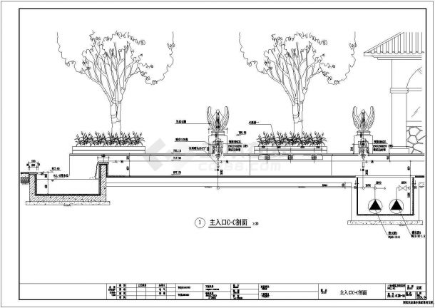 江宁某游乐园主入口喷泉设计CAD施工详图-图二