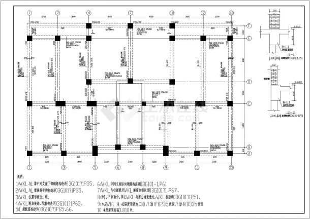 龙馨佳苑住宅楼底框结构cad施工建筑图（含平面图，效果图）-图二