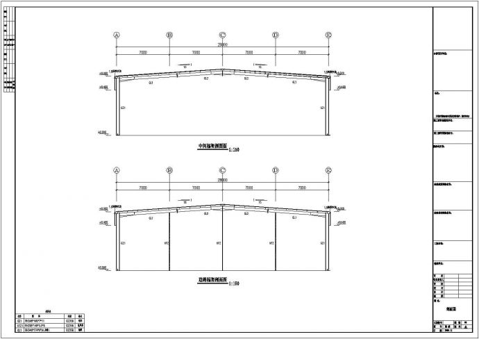 安徽某28米跨度钢结构厂房工程设计CAD详细结构施工图（含设计说明）_图1