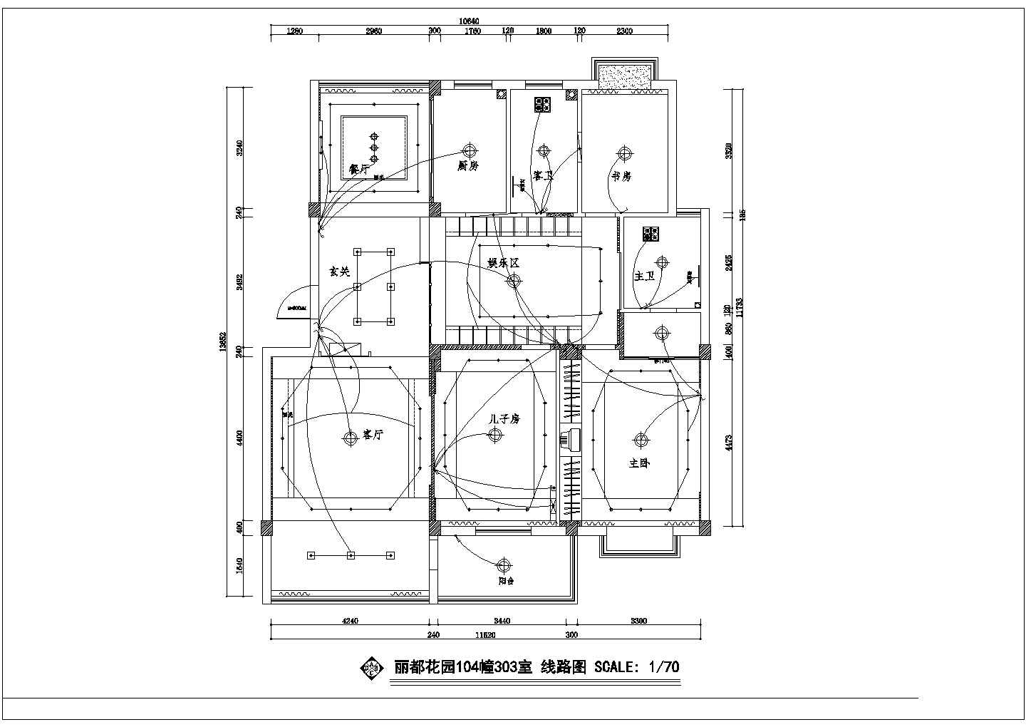 吉林市丽枫家园小区135平米户型全套装修装饰设计CAD图纸