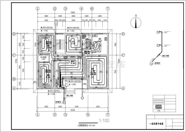 西安市某村镇双层小型别墅建筑采暖系统全套设计CAD图纸-图一