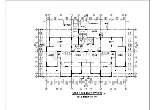 1.1万平米14层框架结构商住楼平立剖面设计CAD图纸（含车库层）-图一