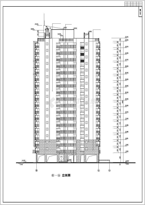 1.7万平米17层框架结构住宅楼建筑设计CAD图纸（含机房和架空层）-图一