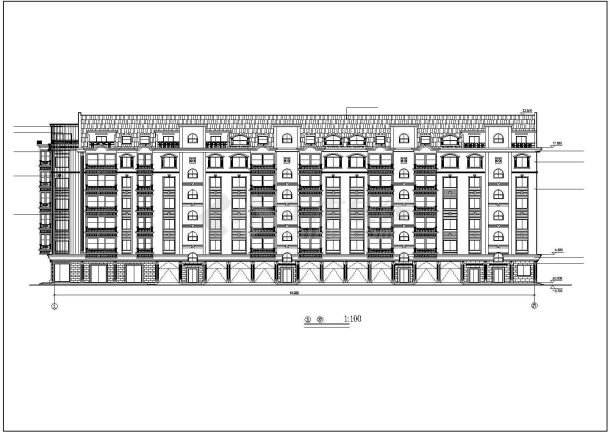 7000平米6层框混结构住宅楼建筑设计CAD图纸（含阁楼层/底层商用）-图二