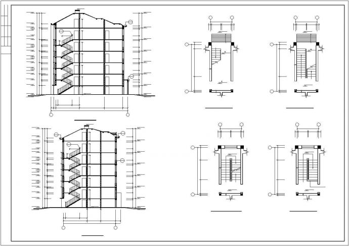 5200平米左右5层砖混结构住宅楼建筑设计CAD图纸（含半地下室）_图1