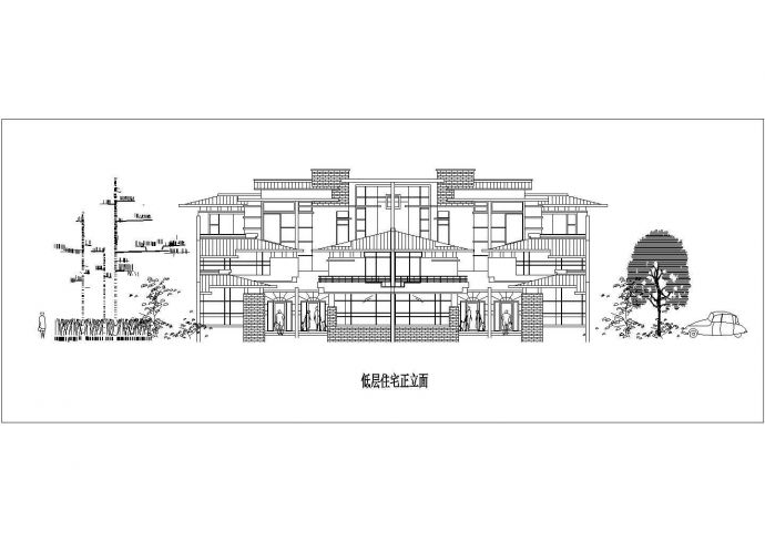 2层框混结构双拼别墅平立面设计CAD图纸（每户210平米）_图1