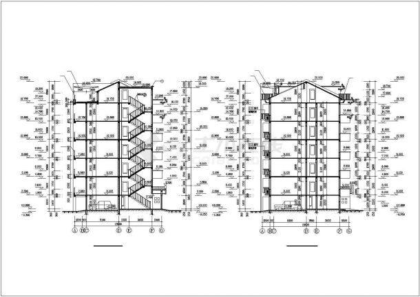 3300平米6层砖混结构住宅楼建筑设计CAD图纸（含阁楼和地下室）-图二