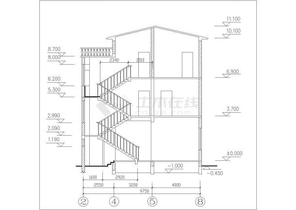 350平米左右3层砖混结构乡村民居楼建筑设计CAD图纸（2套方案）-图二