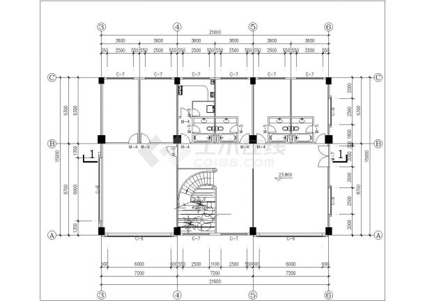杭州某村镇190平米2层砖混结构乡村住宅楼平立剖面设计CAD图纸-图二