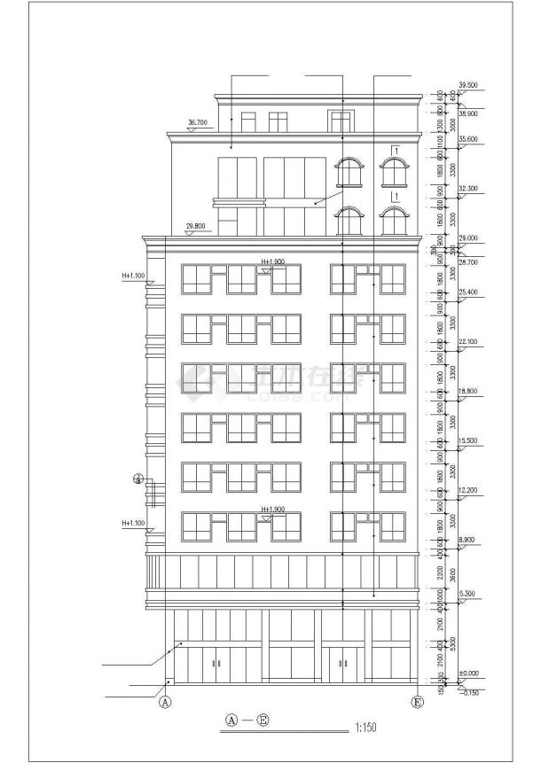 1600平米左右10层框混结构住宅楼平立剖面设计CAD图纸-图二