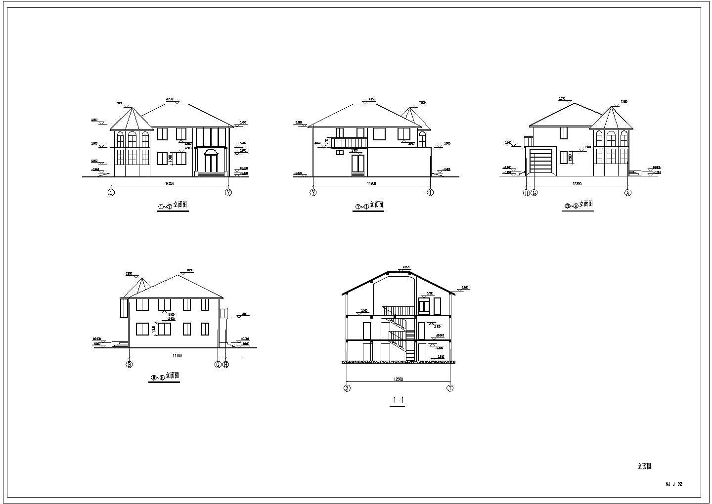 某地两层别墅建筑结构设计cad施工图纸
