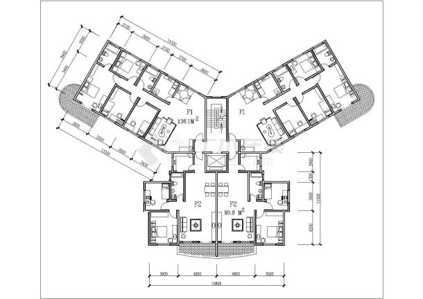 温州市某新建小区95—145平米热门户型设计CAD图纸（共11张）-图一
