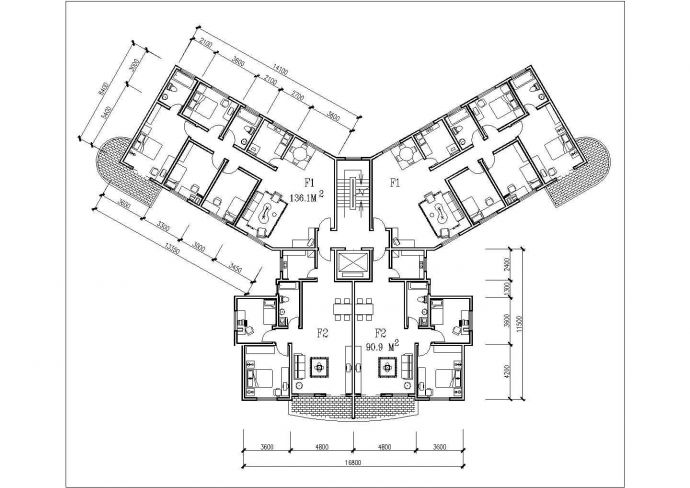 温州市某新建小区95—145平米热门户型设计CAD图纸（共11张）_图1